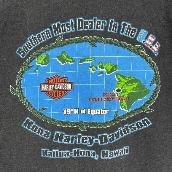 Harley Davidson Vintage USA Tee Southern Most Dealer Kona Hawaii Men’s Size XXL - Picture 8 of 9